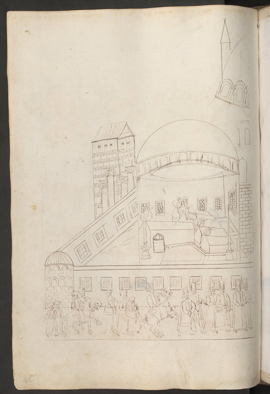 رسم بالقلم: الساحة الداخلية للمسجد بواسطة إريك ليسينج