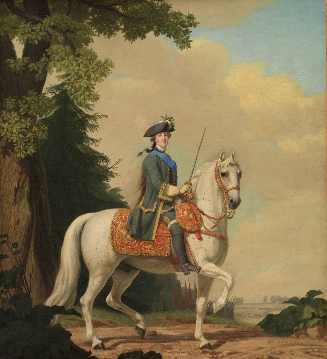 صورة فروسية لكاثرين الثانية 1729-1796 في زي الحرس على حصانها اللامع ، 1782. بواسطة إريكسن