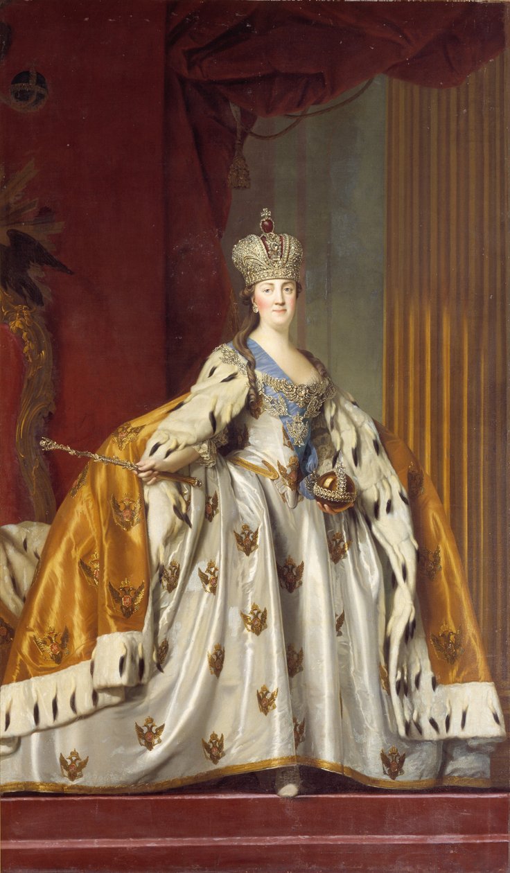 صورة الإمبراطورة كاثرين الثانية 1729-1796 في رداء تتويجها ، 1766. بواسطة إريكسن