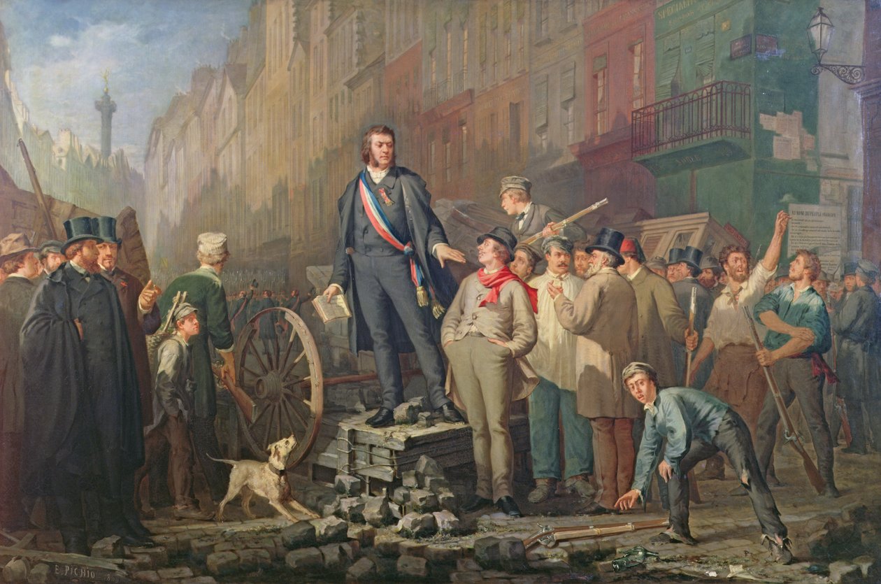 ألفونس بودين في حاجز فوبورج سانت أنطوان ، 3 ديسمبر 1851 بواسطة إرنست لويس بيشيو