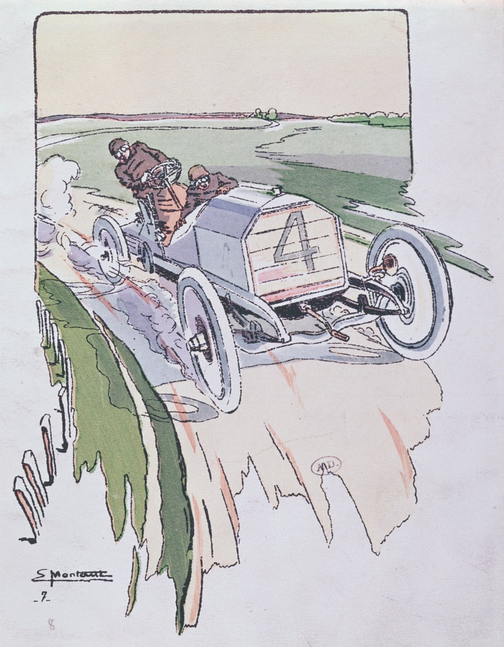 كميل جيناتزي في سيارته مرسيدس تنافس في سباق جوردون بينيت في عام 1903 ، ج .1910 بواسطة إرنست مونتوت