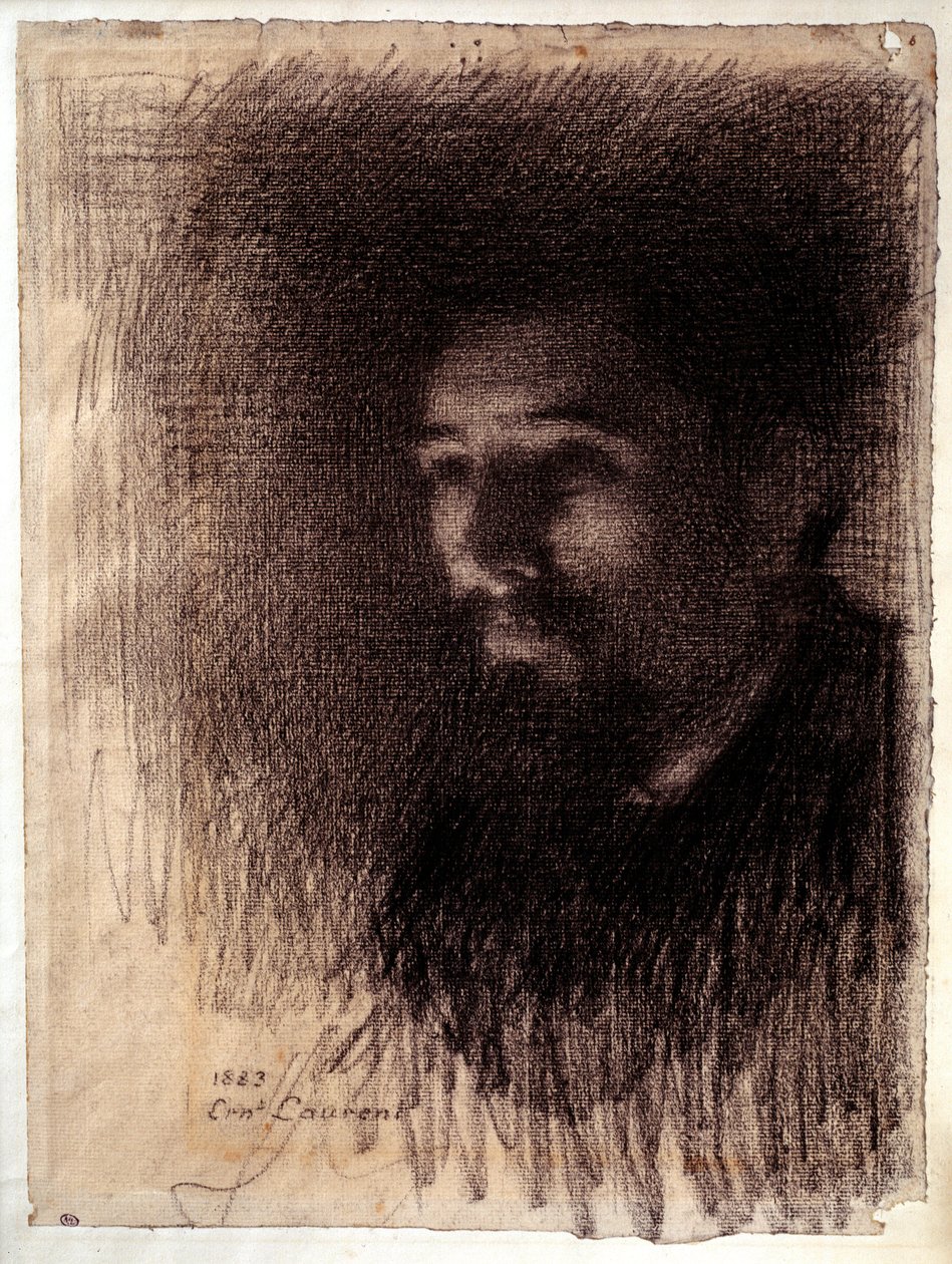 صورة للرسام جورج بيير سورات. رسم بالفحم على ورق أبيض للوران إرنست (1858-1929) بواسطة إرنست جوزيف لوران