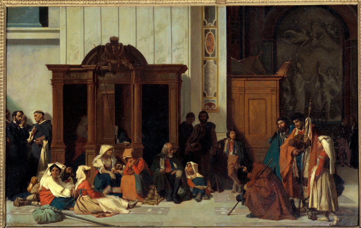 اعتراف بكاتدرائية القديس بطرس في روما ، عيد الفصح رسم بواسطة إميل إرنست هيليماخر (1818-1887) 1847 صن. 0،68x1،05 م باريس ، متحف أورسيه بواسطة إرنست هيليماخر