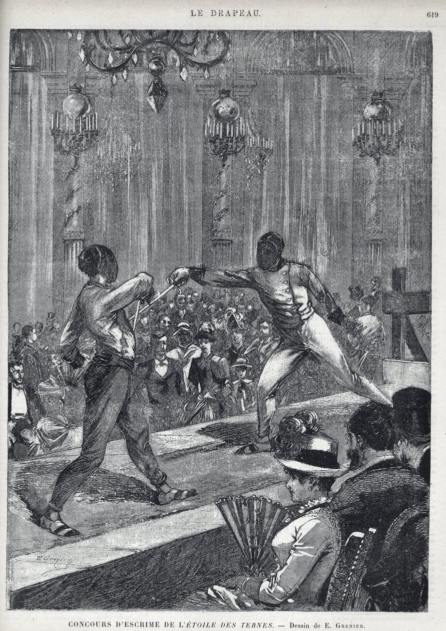 مسابقة "L'Etoile des Ternes" للمبارزة في باريس عام 1885 - رسمها إي. جرينير بواسطة إرنست (بعد) جرينير