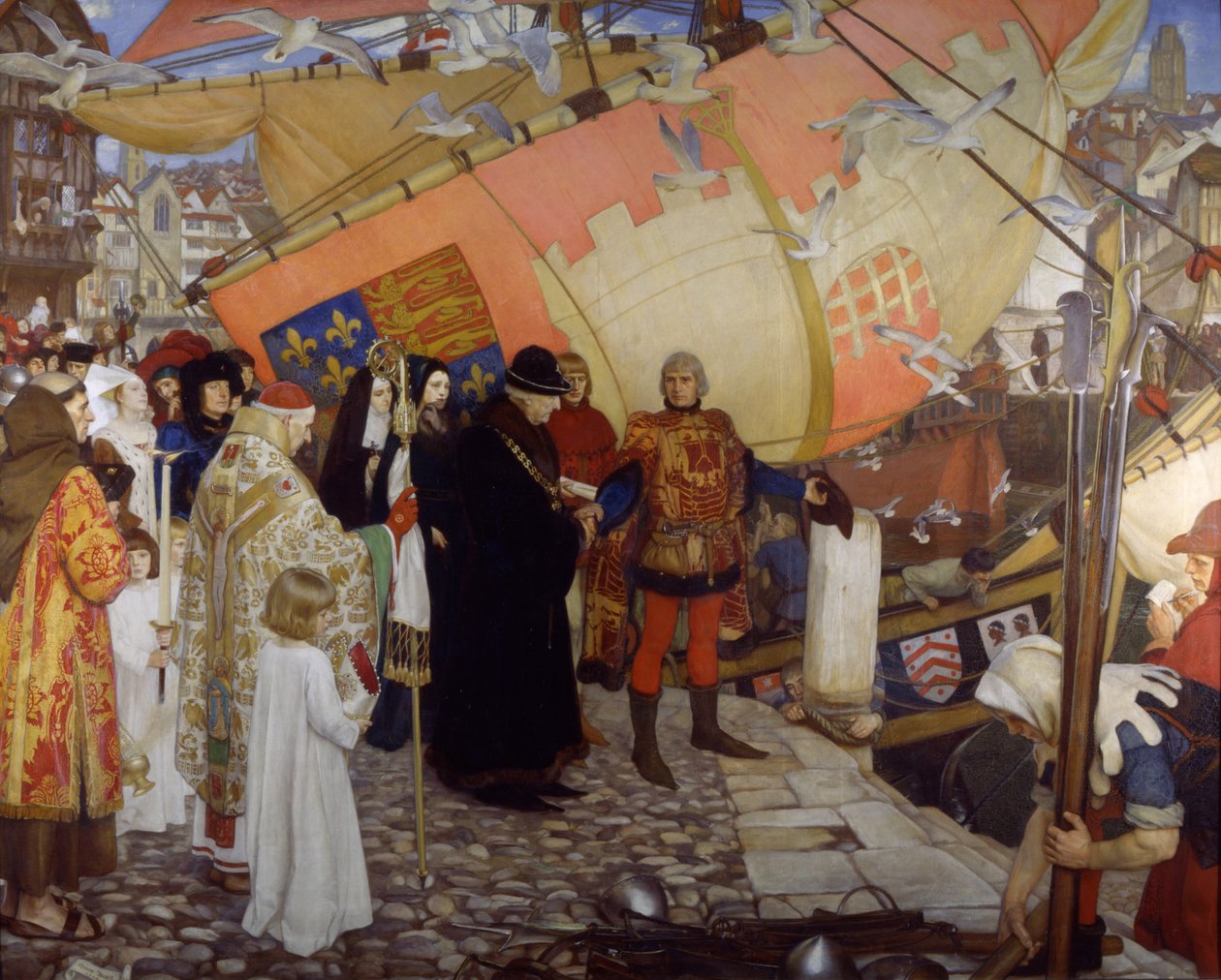 The Departure of John and Sebastian Cabot on their First Voyage of Discovery بواسطة ارنست بورد