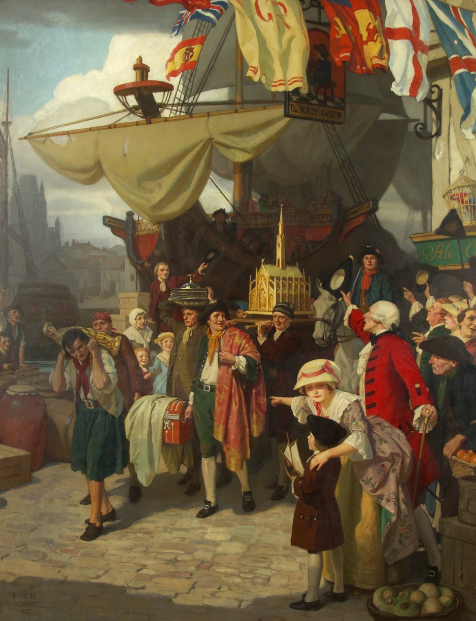 تفريغ سفينتي كنز إسبانيتين تم الاستيلاء عليهما في بريستول في سبتمبر 1745 بواسطة ارنست بورد
