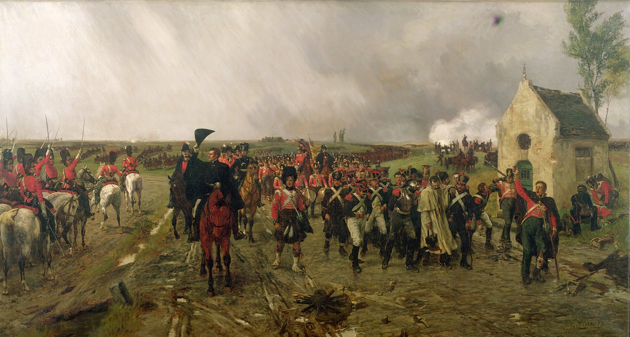 مسيرة ويلينغتون من Quatre Bras إلى Waterloo ، 1878 بواسطة إرنست كروفتس