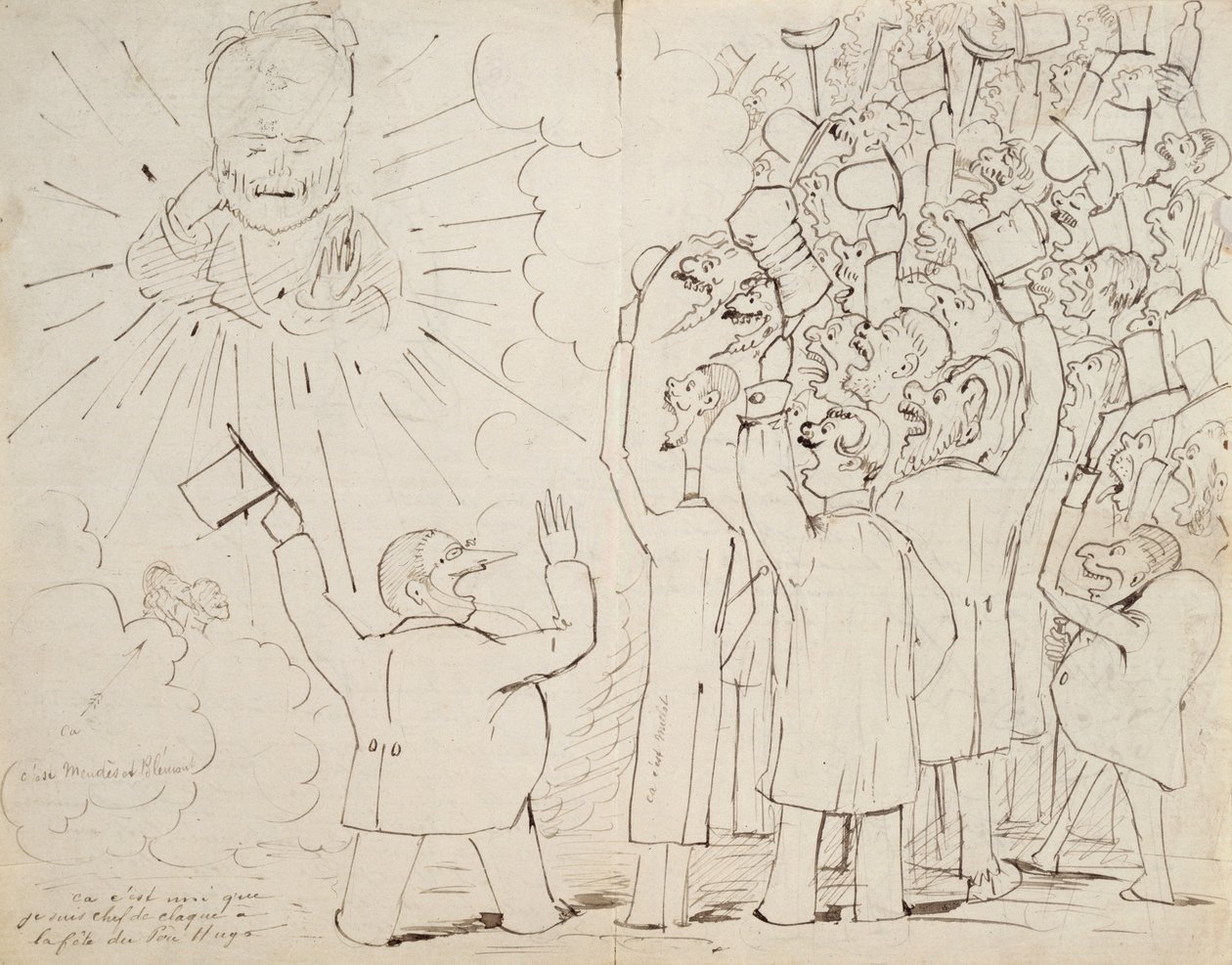 الاحتفال بـ Old Hugo ، كاريكاتير لفيكتور Hugo (1802-85) من رسالة إلى Paul Verlaine ، c.1880 بواسطة إرنست ديلاهاي