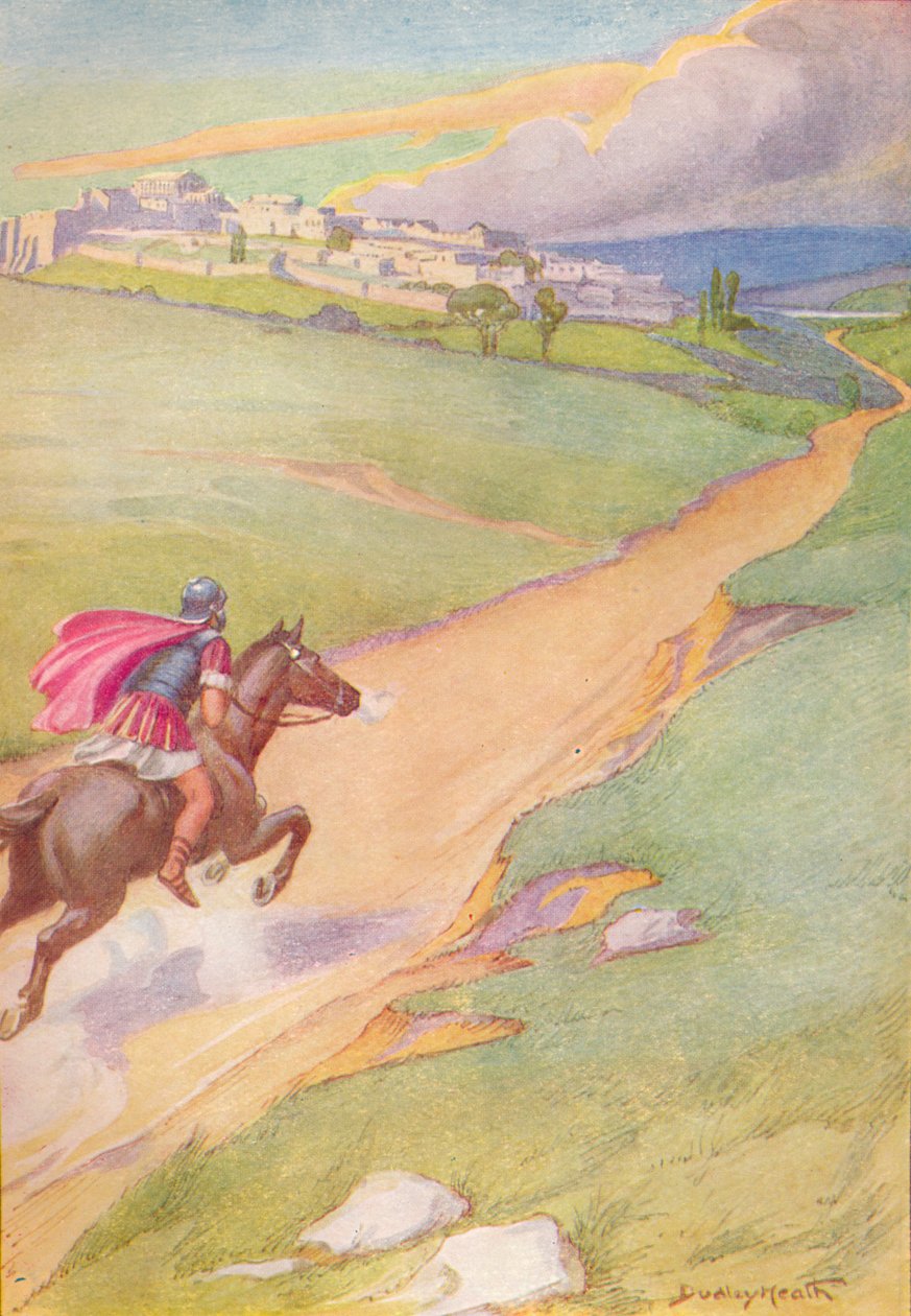 شوهد رسول يحفز حصانه نحو المدينة ، c1912 1912 بواسطة إرنست دادلي هيث