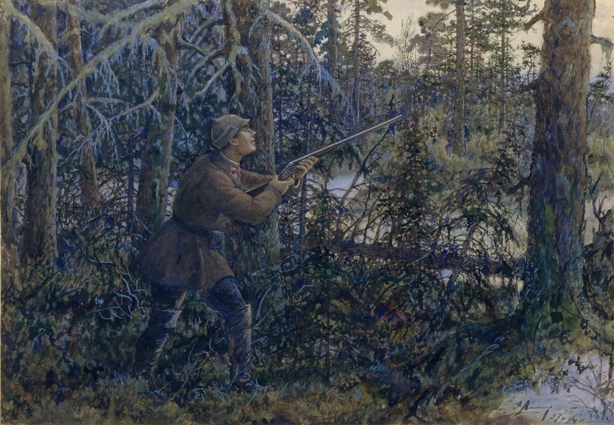 صيد Capercaillie ، 1937 بواسطة إرنست إرنستوفيتش ليسنر