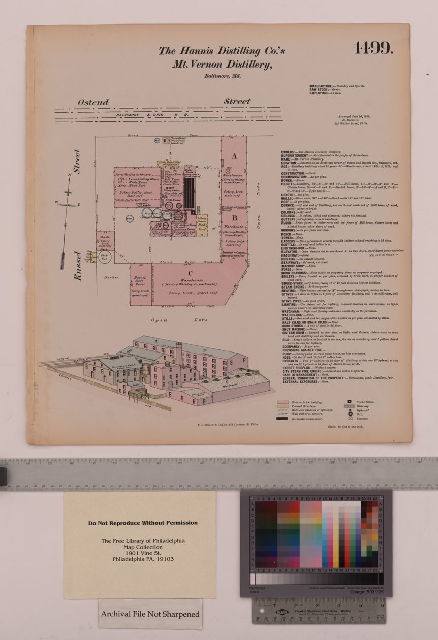 Hannis Distilling Co.s Mount Vernon Distillery، Maryland، Hexamer General Surveys، 1880 بواسطة إرنست هيكسامير