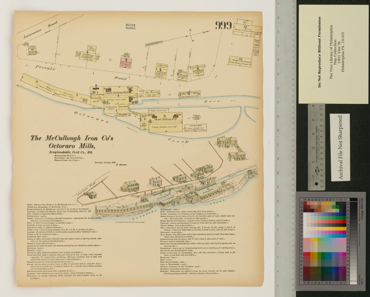 Octoraro Mills، Rowlandville، Maryland، Hexamer General Surveys، 1876 بواسطة إرنست هيكسامير