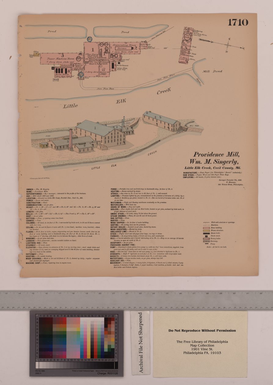 مطحنة بروفيدانس ، Fairhill ، ماريلاند ، مسوحات Hexamer العامة ، 1882 بواسطة إرنست هيكسامير