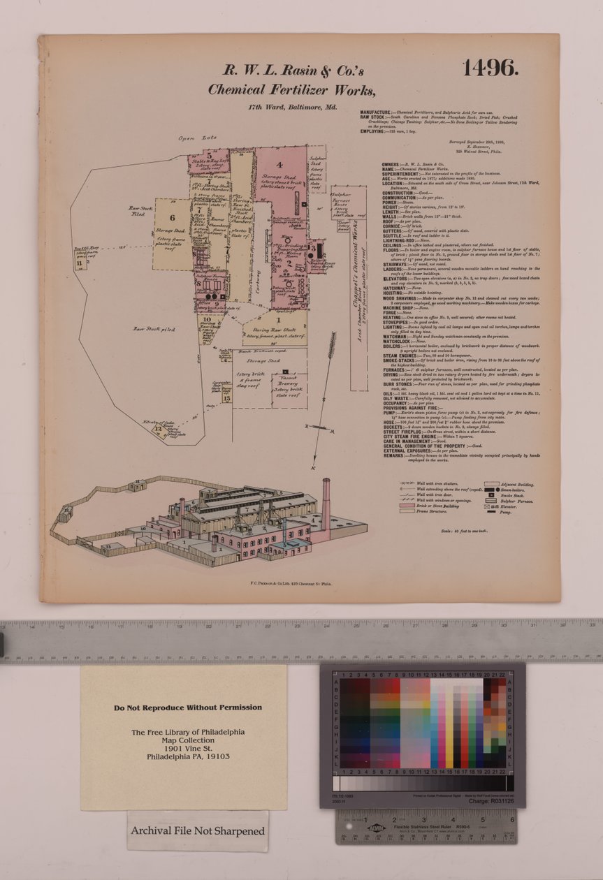 RWL Rasin & Co. أعمال الأسمدة الكيميائية ، بالتيمور ، ماريلاند ، مسوحات Hexamer العامة ، 1880 بواسطة إرنست هيكسامير