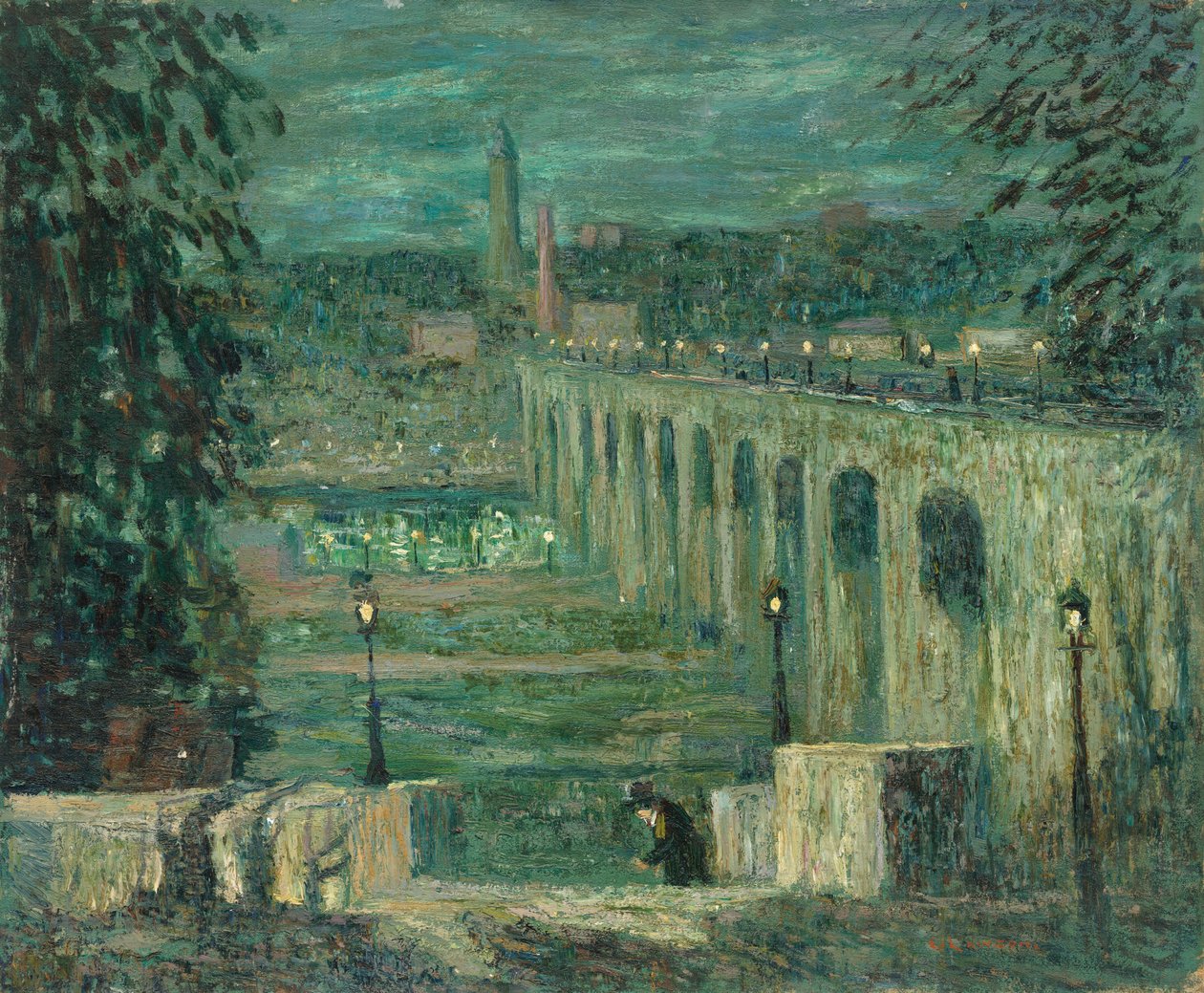هاي بريدج في الليل ، مدينة نيويورك ، ج. 19101920. بواسطة ارنست لوسون