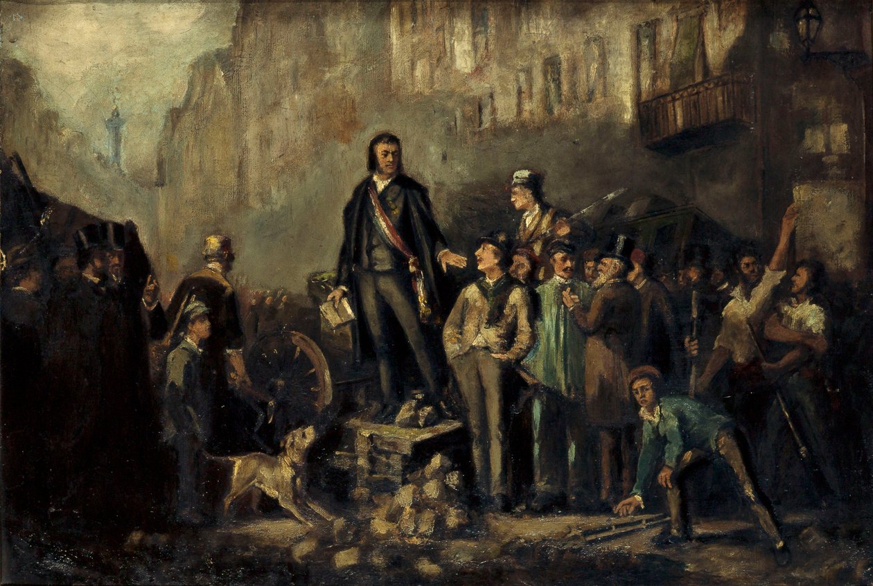 ألفونس بودان (1811-51) على حاجز فوبورج سانت أنطوان في 3 ديسمبر بواسطة إرنست لويس بيشيو