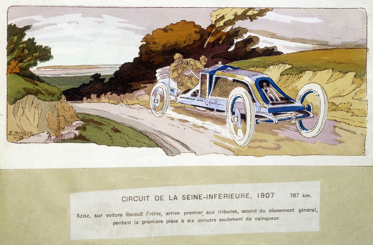 Circuit de la Seine-Inèrieure, Szisz by car Renault Frères, came first in the stands, second in the general classification, losing 1st place only six minutes from the winner بواسطة إرنست مونتوت