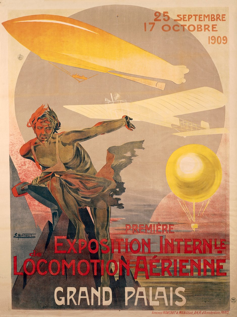 Poster for first international exhibition of aerial locomotion, September 25 - October 17 بواسطة إرنست مونتوت