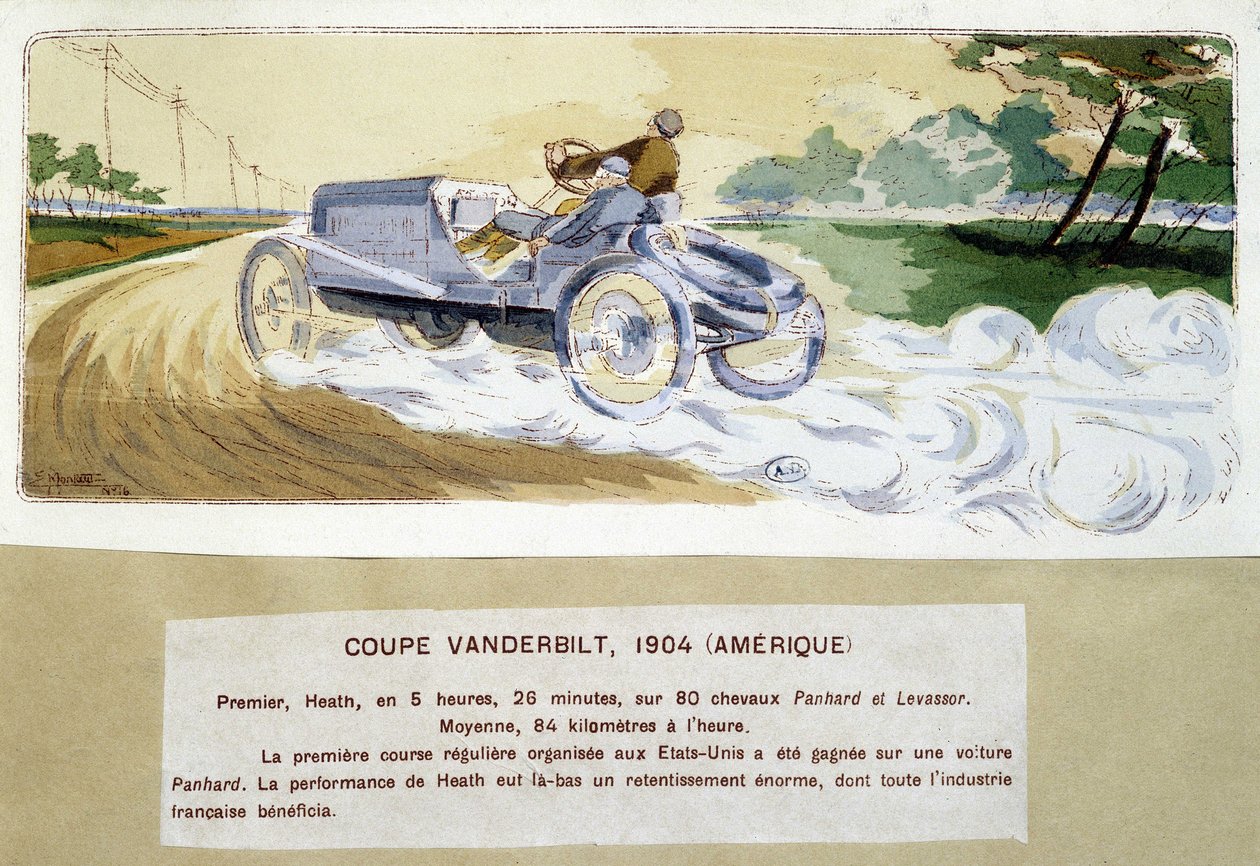 Racing: the Vanderbilt Cup in 1904 - drawing by Ernest Montaut (1878-1909). بواسطة إرنست مونتوت