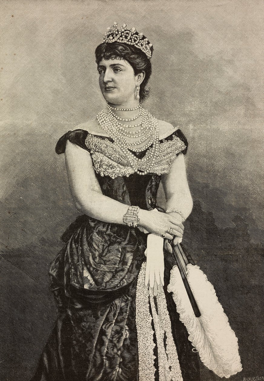 مارغريت سافوي (1851-1926) ، ملكة إيطاليا من 1878 إلى 1900 ، تصوير كاتاني ، بيرتيلي ودي هاجن ، نقش بواسطة إرنستو مانكاستروببا من L