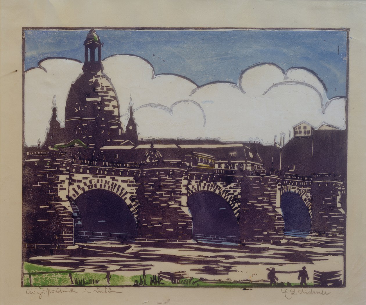 Augustusbrücke مع Frauenkirche بواسطة إرنست لودفيج كيرشنر