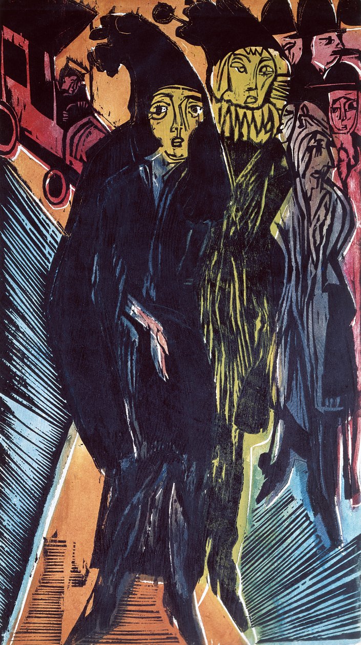 مشهد الشارع (ليثو ملون) 1922 بواسطة إرنست لودفيج كيرشنر