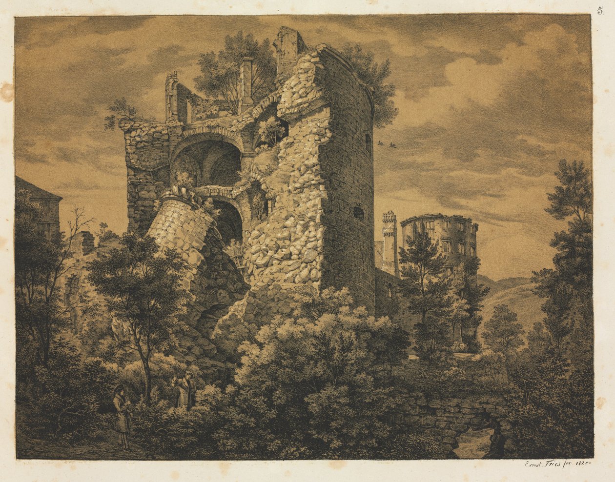 ست مناظر لقلعة هايدلبرغ: برج ، 1820. بواسطة ارنست فرايز