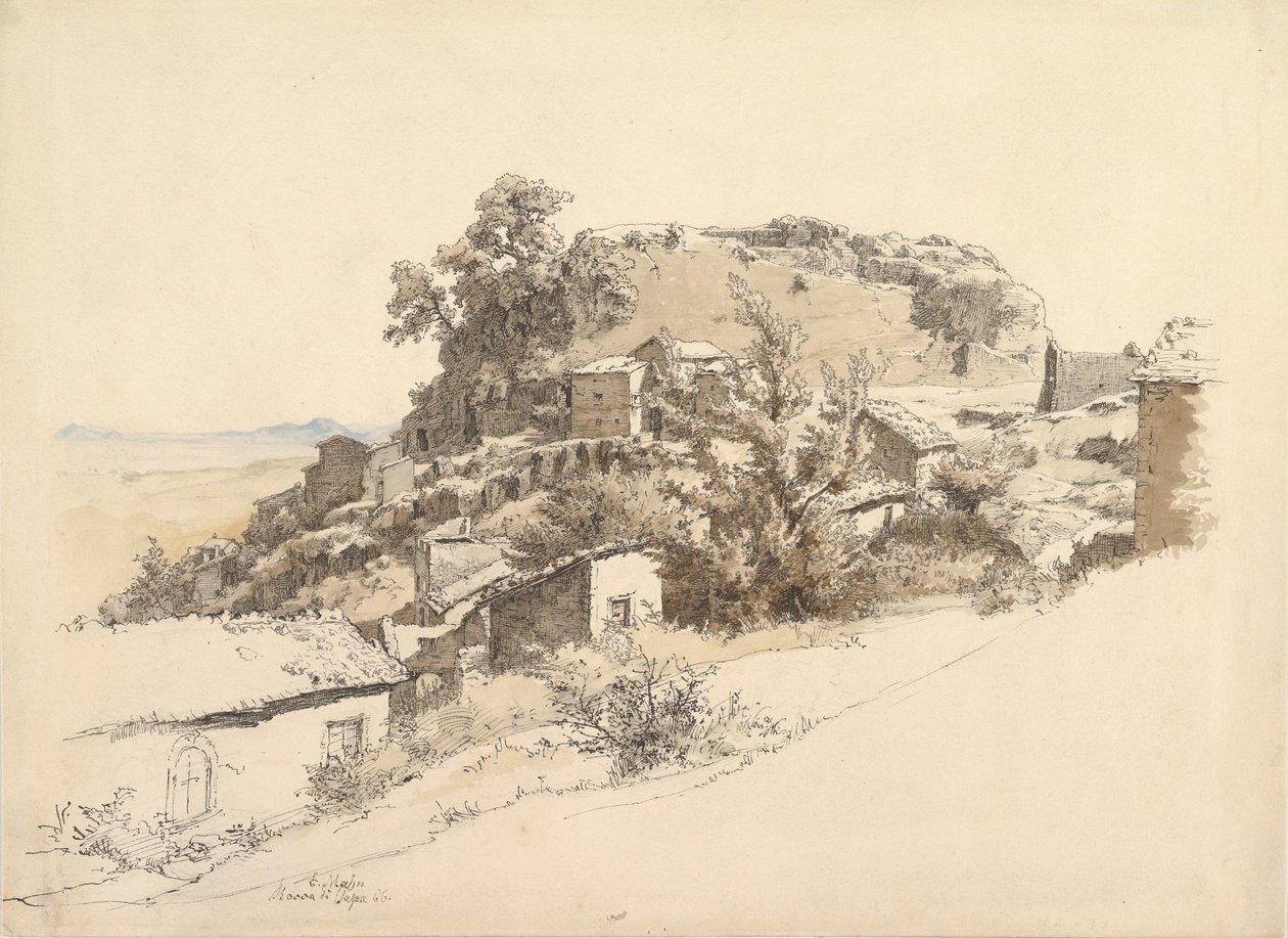 منظر طبيعي روماني بالقرب من روكا دي بابا ، 1866. بواسطة الخوف الجاد الله الخشخاش