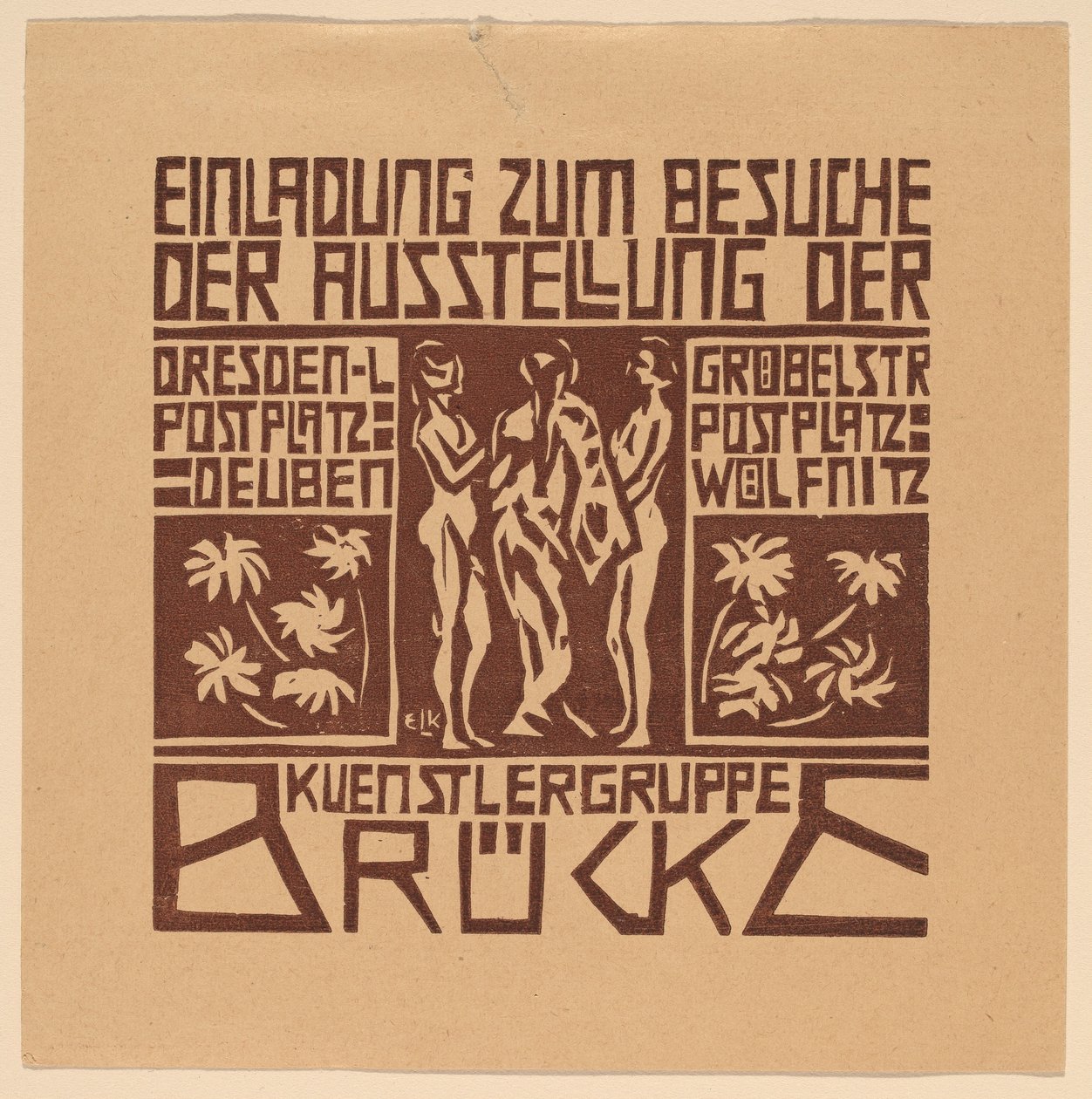 دعوة ... معرض لمجموعة الفنانين Brücke Invitation to معرض ... ، 1906. بواسطة إرنست لودفيج كيرشنر