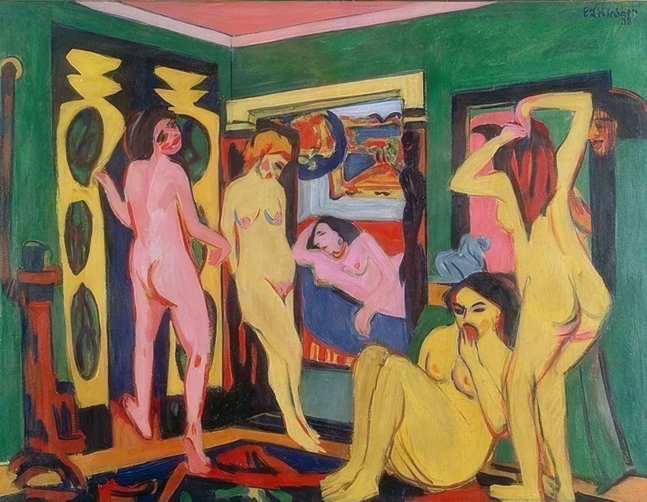 السباحون في الغرفة. 1909-10 - المراجعة بعد عام 1925 بواسطة إرنست لودفيج كيرشنر