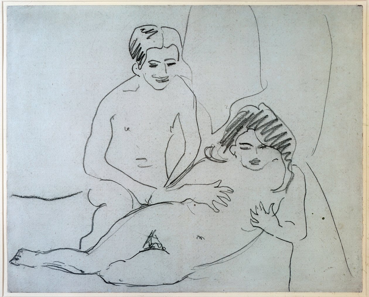 زوجان عاريان ملقى على سرير - رسم إرنست لودفيغ كيرشنر (1880-1938) نيويورك ، متحف الفن الحديث بواسطة إرنست لودفيج كيرشنر