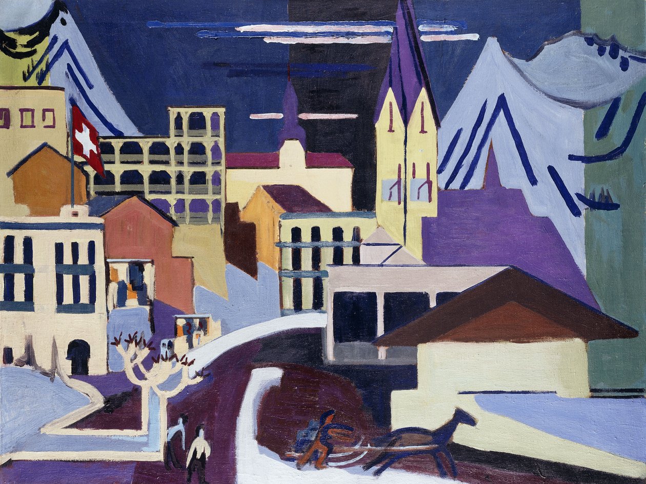 محطة سكة حديد دافوس بلاتز ؛ دافوس بلاتز في بانهوف ، 1931 بواسطة إرنست لودفيج كيرشنر