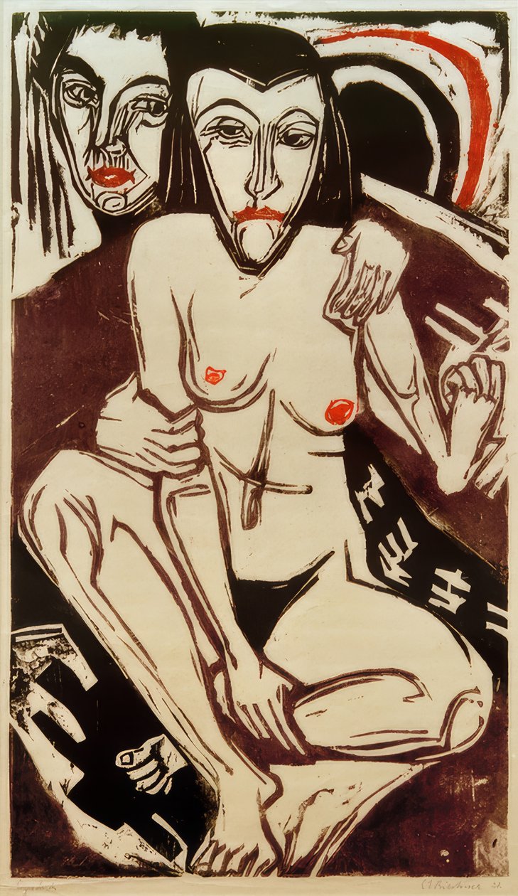 ELKirchner ، حزن (صورة ذاتية مع Erna) بواسطة إرنست لودفيج كيرشنر