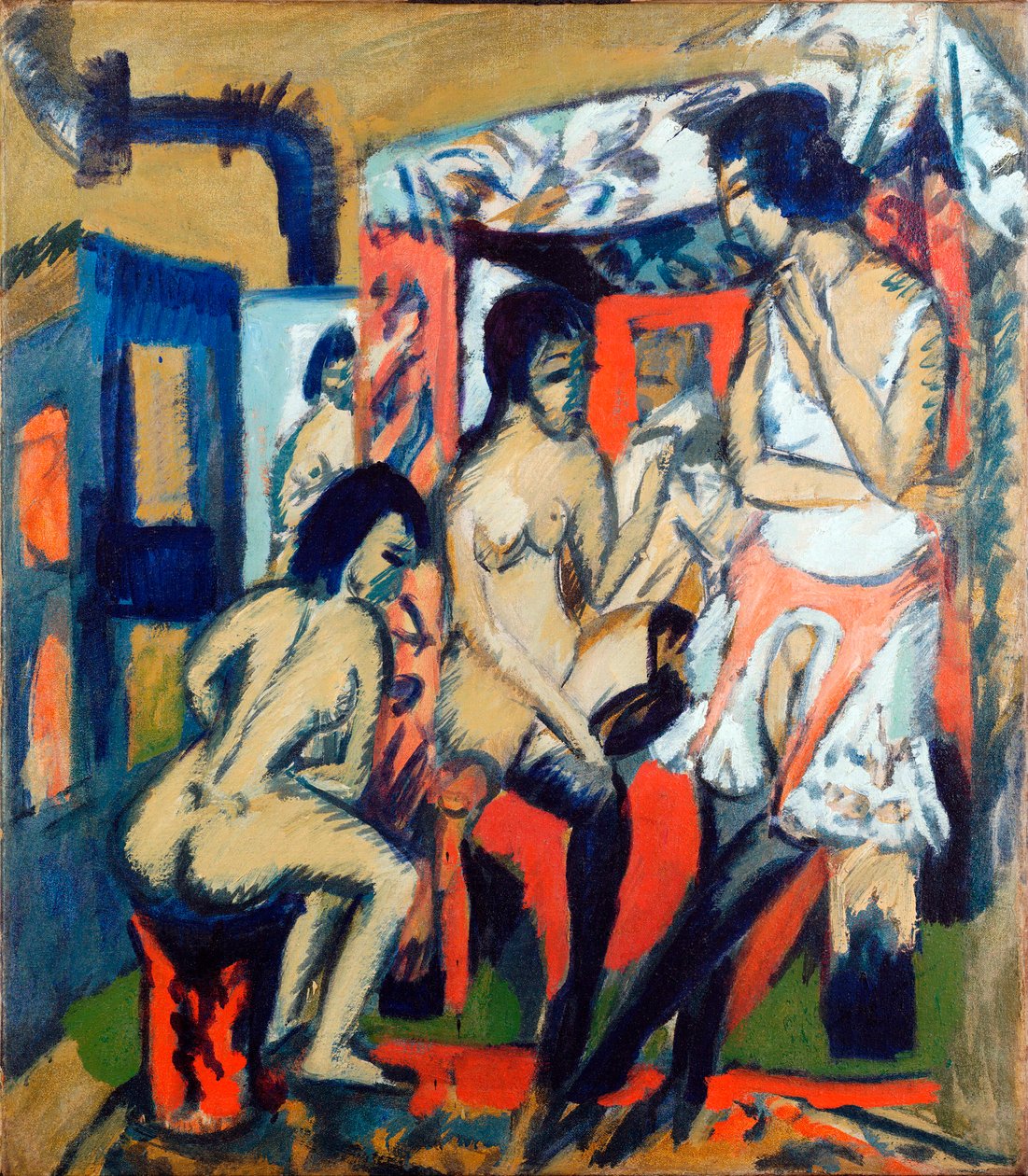 نساء عاريات في استوديو - رسم إرنست لودفيغ كيرشنر (1880-1938) بواسطة إرنست لودفيج كيرشنر