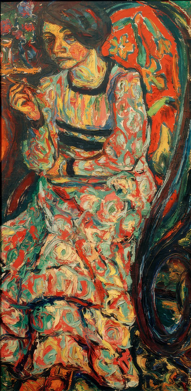 امرأة في كرسي هزاز (Emmi Frisch) بواسطة إرنست لودفيج كيرشنر
