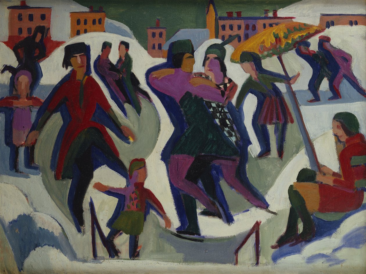 حلبة التزلج على الجليد مع المتزلجين ، 1925 بواسطة إرنست لودفيج كيرشنر