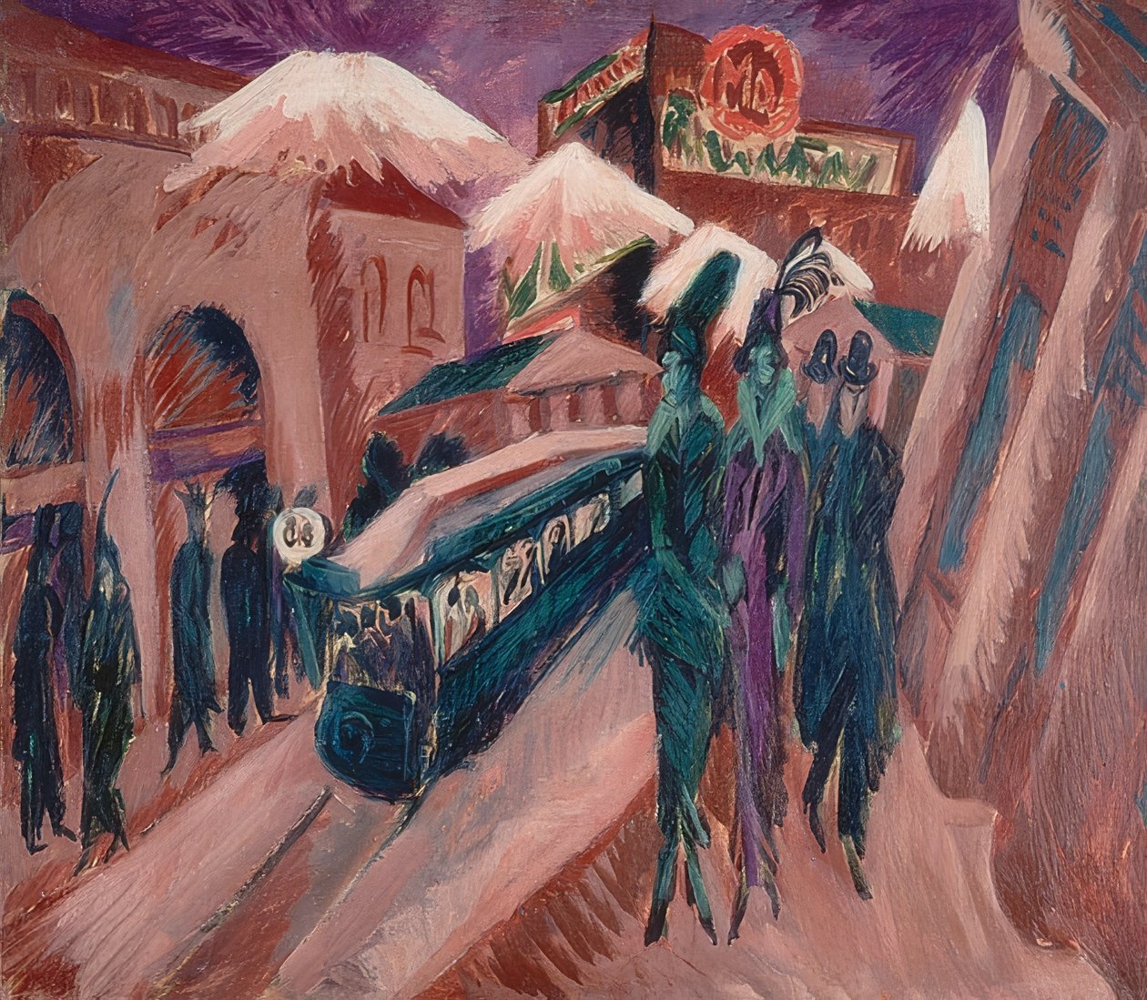 Leipziger Strasse مع قطار كهربائي. 1914 بواسطة إرنست لودفيج كيرشنر