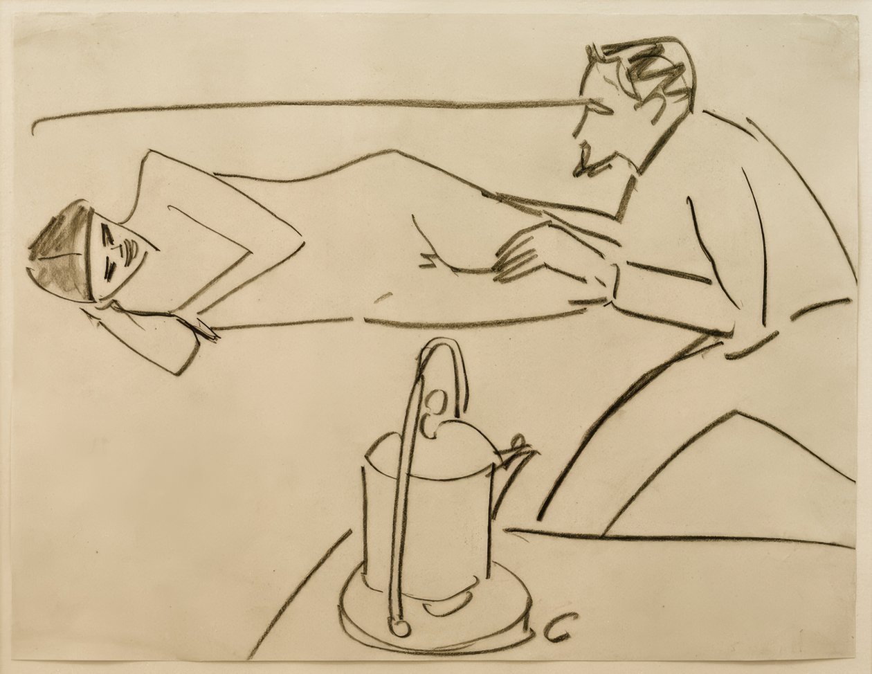بلا عنوان (Lying Fränzi في محادثة مع Erich Heckel) بواسطة إرنست لودفيج كيرشنر