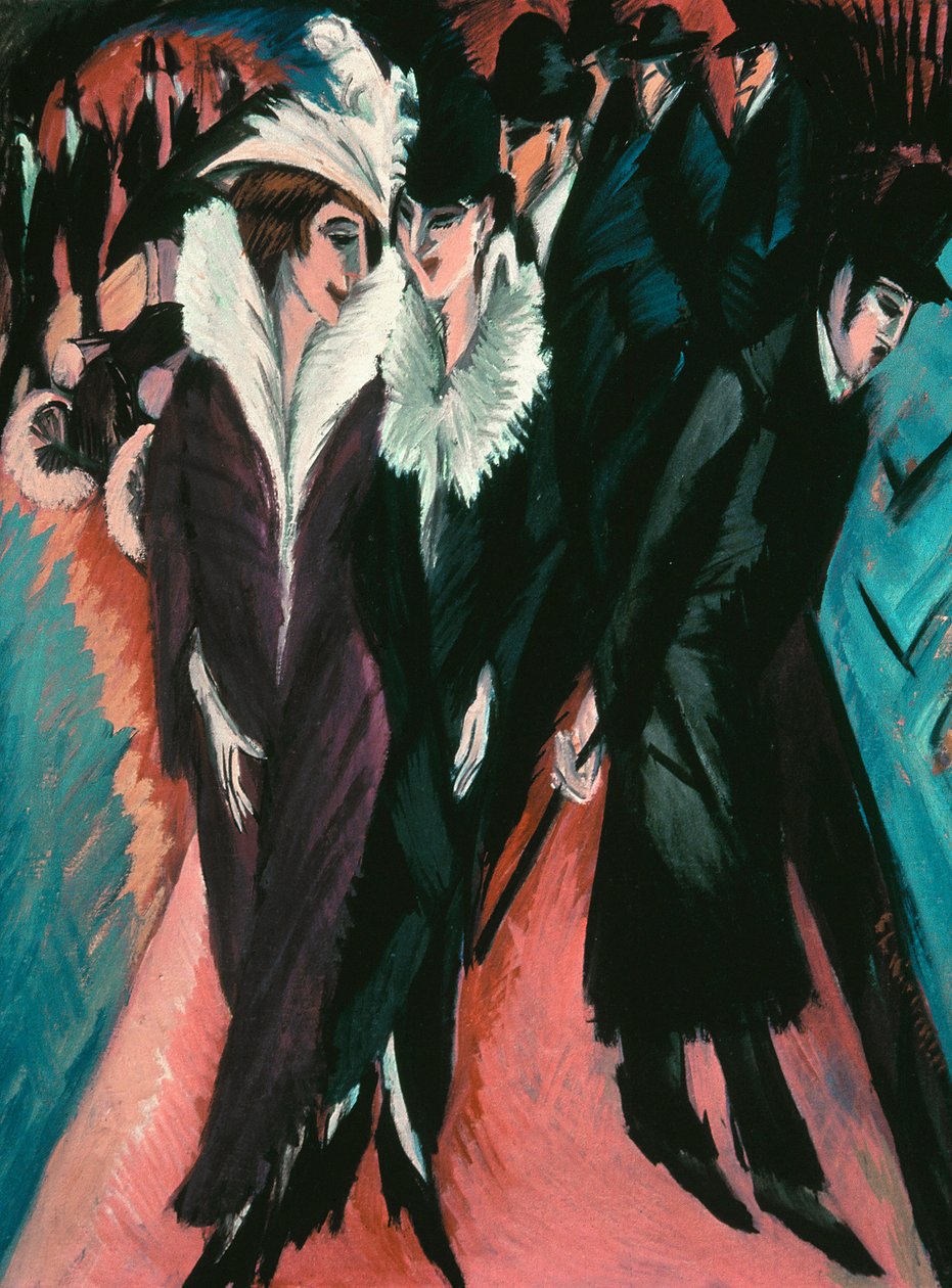 Rue، Berlin - Street، Berlin - Peinture de Ernst Ludwig Kirchner (1880-1938) - 1913 - زيت على قماش - 120،6x91،1 - متحف الفن الحديث ، نيويورك - بواسطة إرنست لودفيج كيرشنر