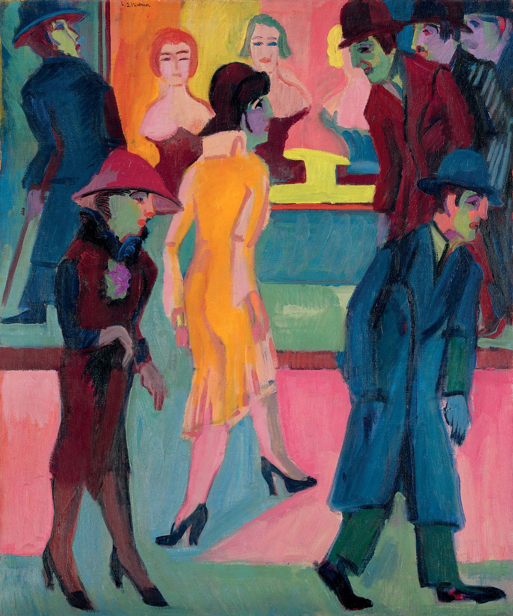 مشهد الشارع من محل الحلاقة. مشهد الشارع أمام محل الحلاقة ، 1926 بواسطة إرنست لودفيج كيرشنر