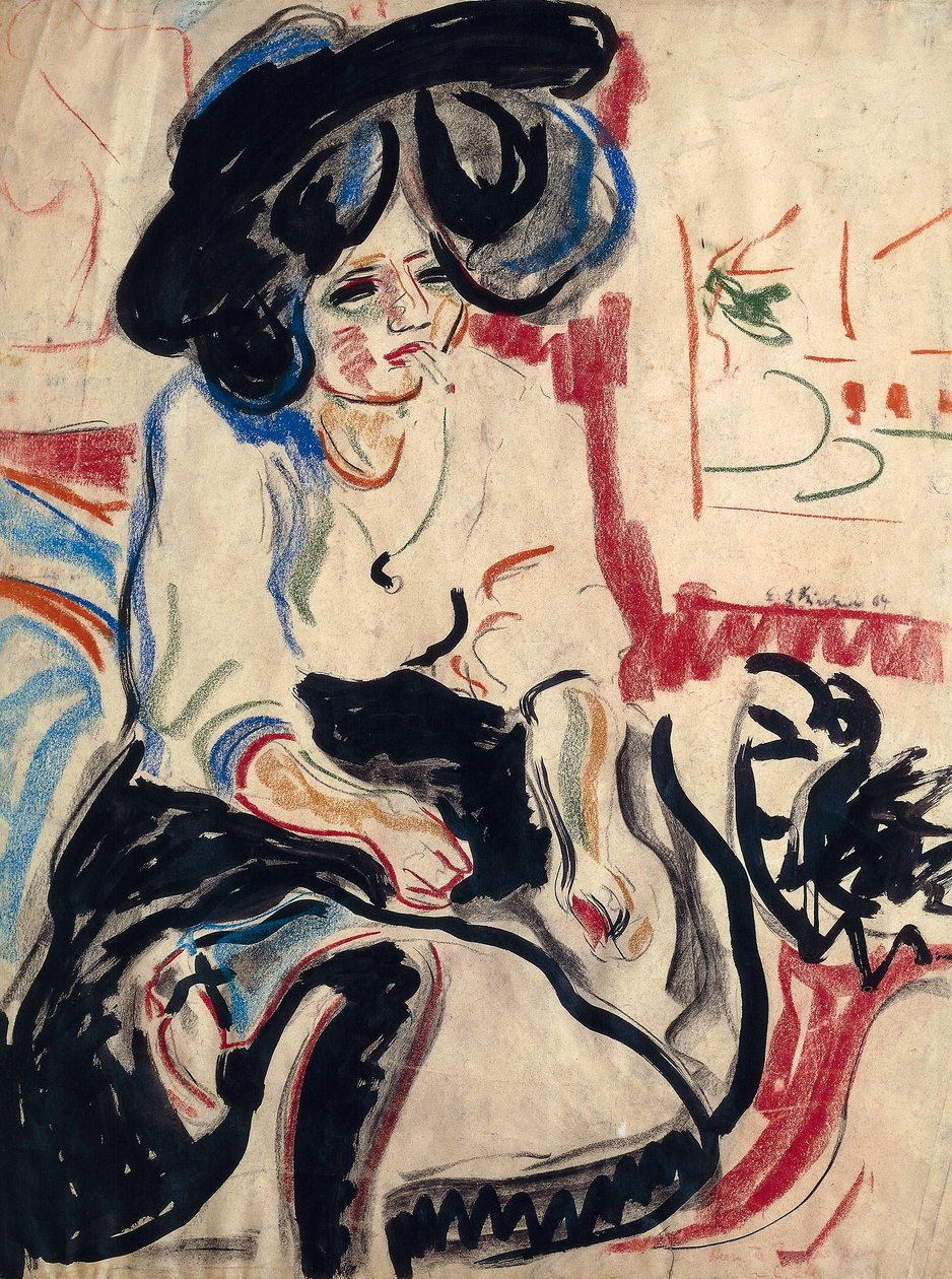 Young woman with cigarette بواسطة إرنست لودفيج كيرشنر