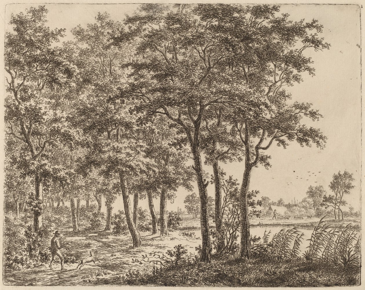 منظر طبيعي مع فلاح يحمل حطبًا ، ج. 1800. بواسطة إرنست ويليم جان باجيلار