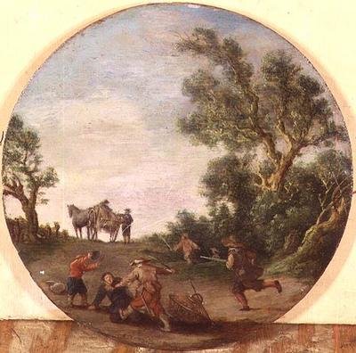 اللواء يهاجمون مسافرًا على طريق بحطب بواسطة Esaias II van de Velde