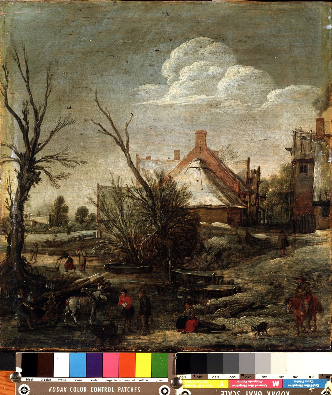 شتاء (شتاء). لوحة لـ Esalas van de Velde (1591-1630). زيت على خشب ، ٣٧ ٫ ٥ × ٣٥ ٫ ٥ سم بواسطة إسياس الأول فان دي فيلدي