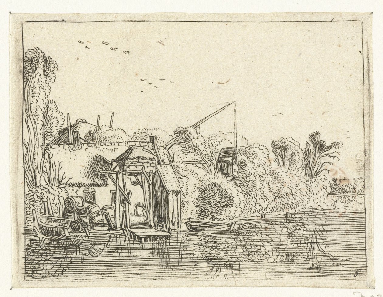 مصنع بيرة على ضفة نهر المناظر الطبيعية الصغيرة (عنوان السلسلة) بواسطة Esaias van de Velde