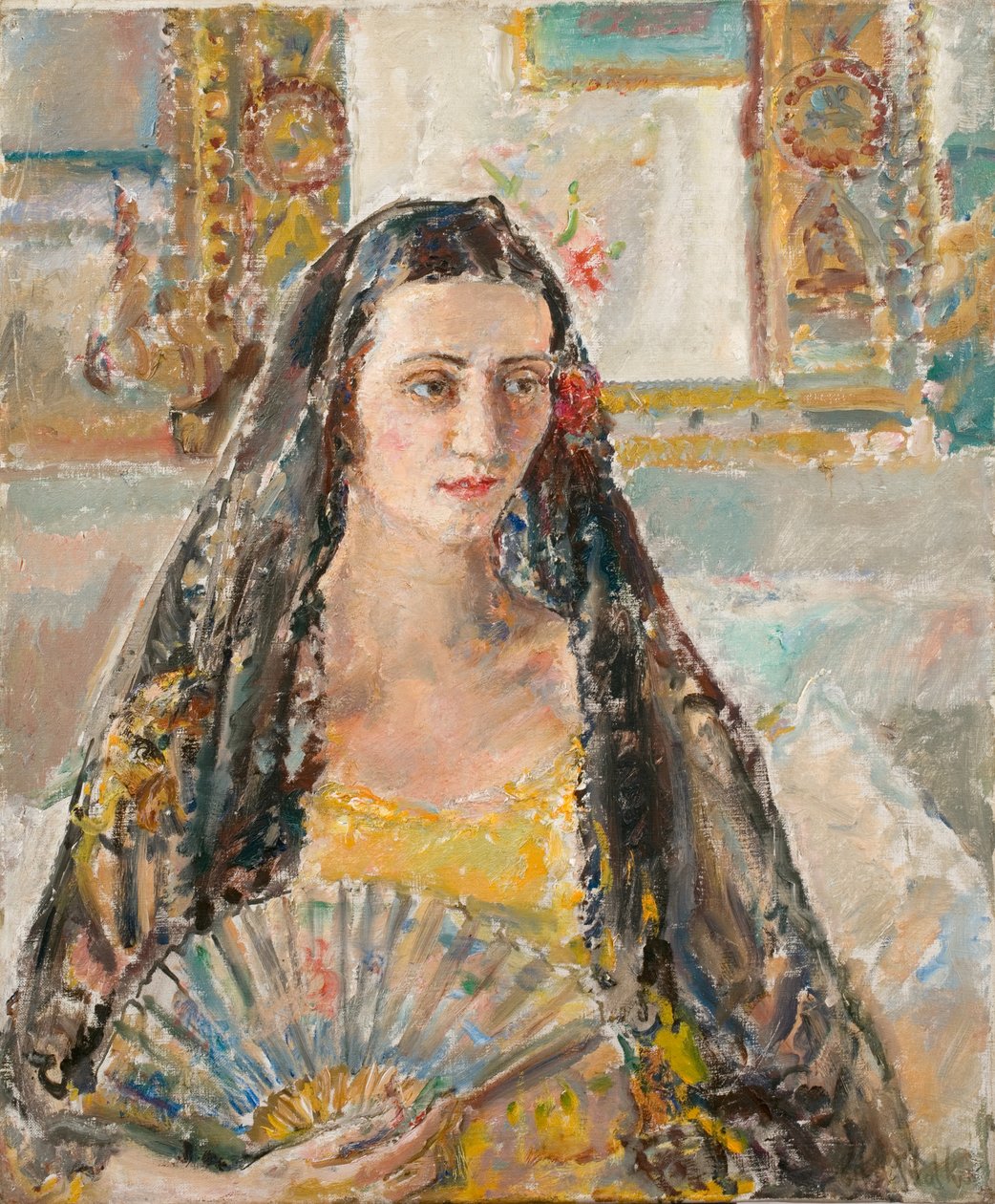 سيدة مع مروحة، طبعة سابقة 1926 (زيت على قماش) بواسطة اثيل ووكر