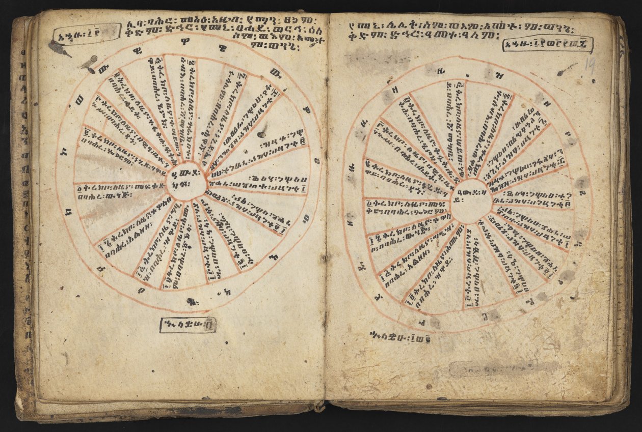 Or 12034 f.18v & f.19r ، Cycle of Kings (رق) بواسطة المدرسة الاثيوبية