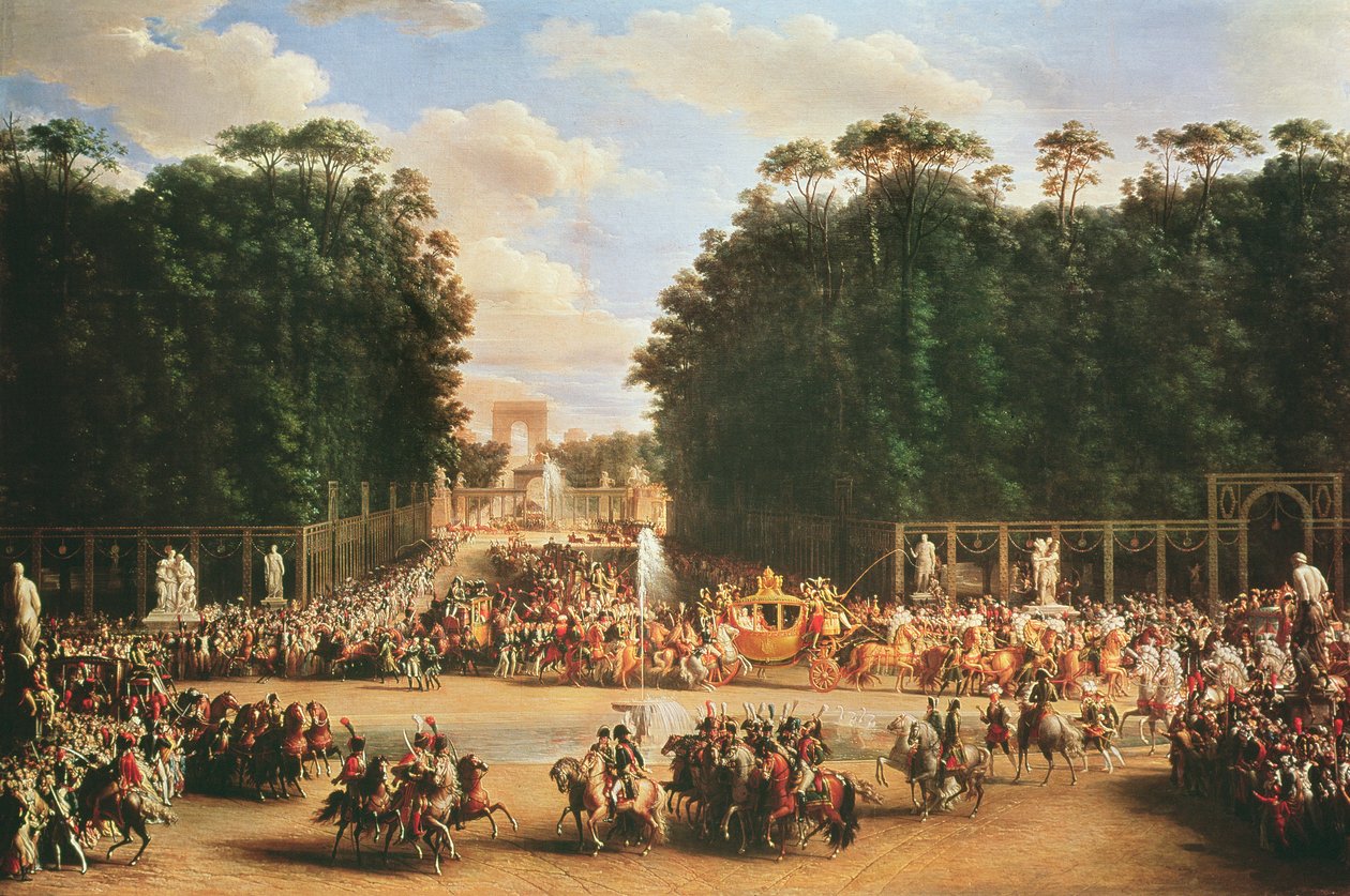 دخول نابليون وماري لويز إلى حدائق التويلري في يوم زفافهما ، 2 أبريل 1810 (انظر أيضًا 19847 und 155379) بواسطة إتيان بارتيليمي غارنييه