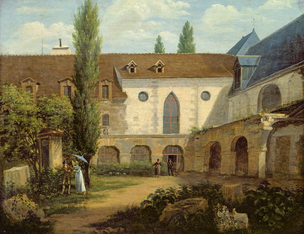 فناء الدير من Petits-Augustins a Paris ، c.1818 بواسطة إتيان بوحوت