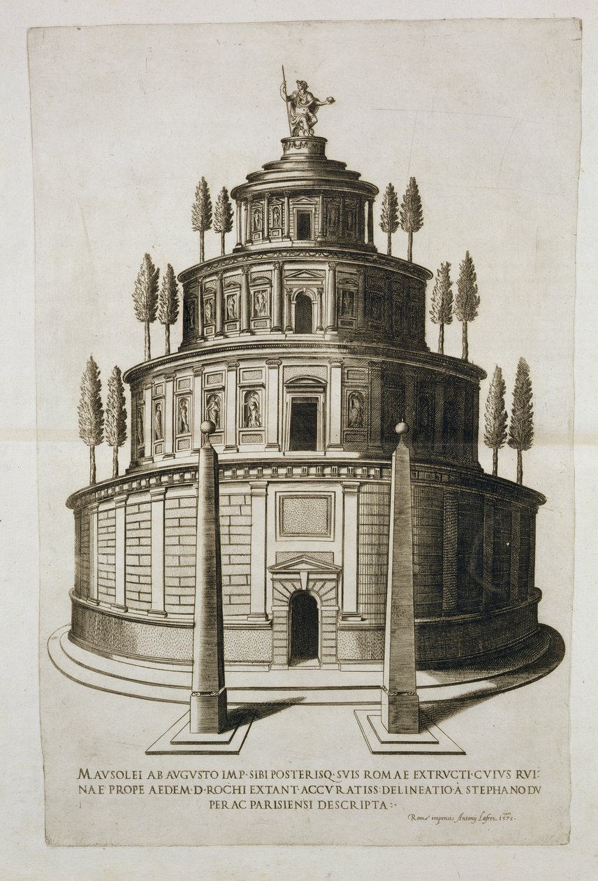 ضريح أوغسطس وعائلته في روما ، محفور من قبل أنطوان لافريري (1512-77) 1575 بواسطة إتيان دوبراك